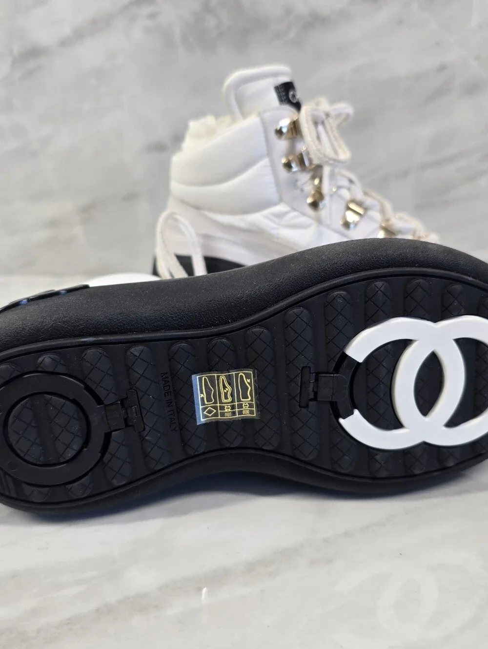 CHANEL Lace Up Snow Boots